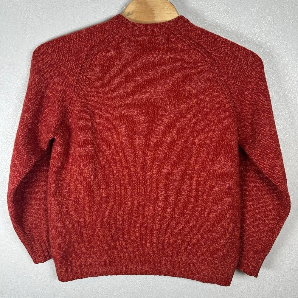 VTG J Crew Sweater Mens Size Large Red Orange 100%‎ Wool Crewneck Pullover Knit